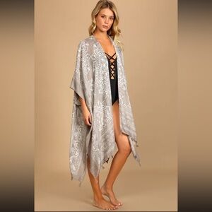 Lulus Sun Daze Grey Print Cover-Up NWOT one size